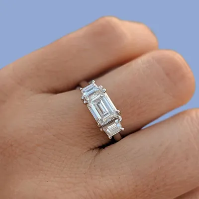 White Gold Modern Classic 3 Stone Engagement Ring from best jeweler