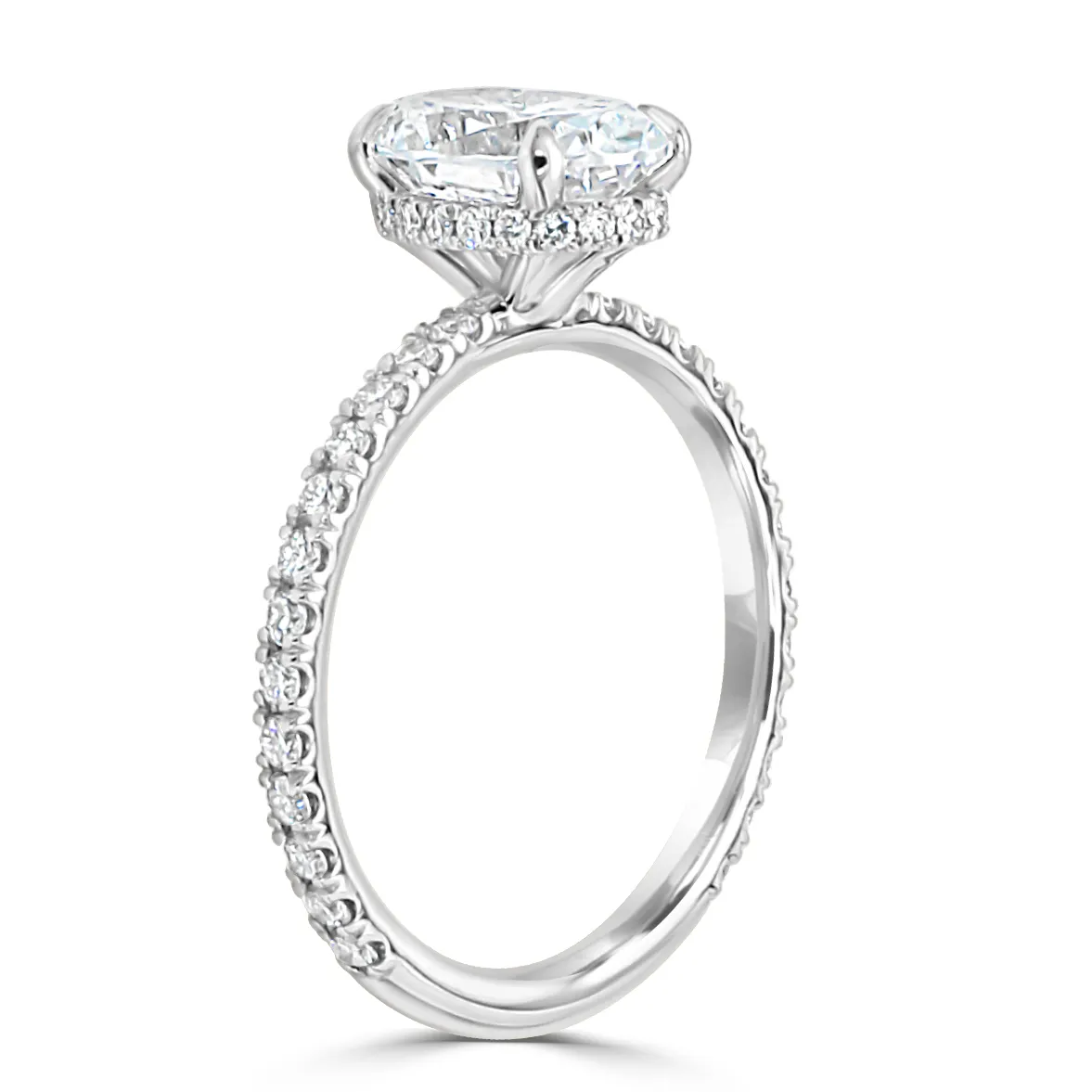 White Gold Chic and Timeless French Pave Hidden Halo Engagement Ring jewelry Wabash avenue