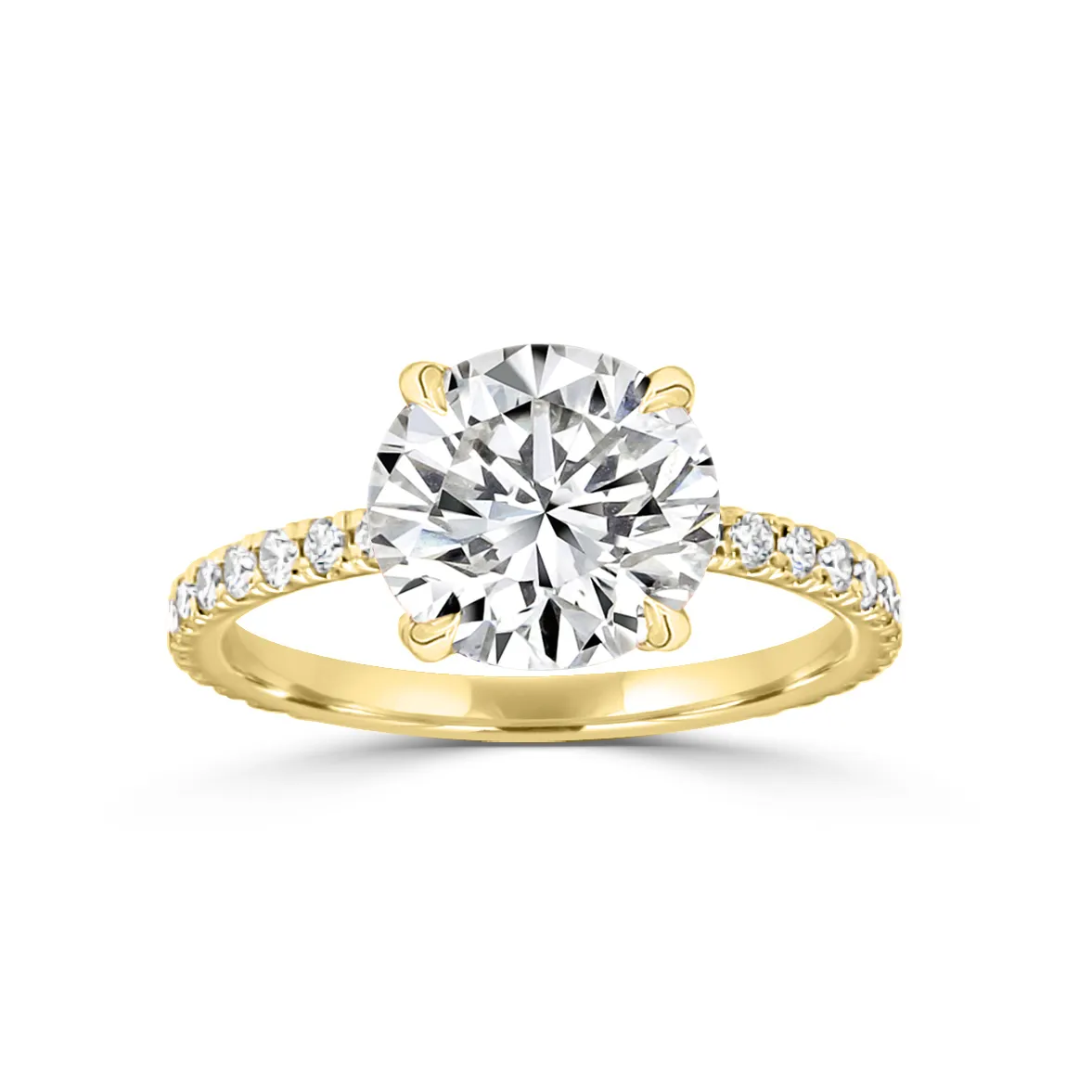 Yellow Gold Chic and Timeless French Pave Hidden Halo Engagement Ring
