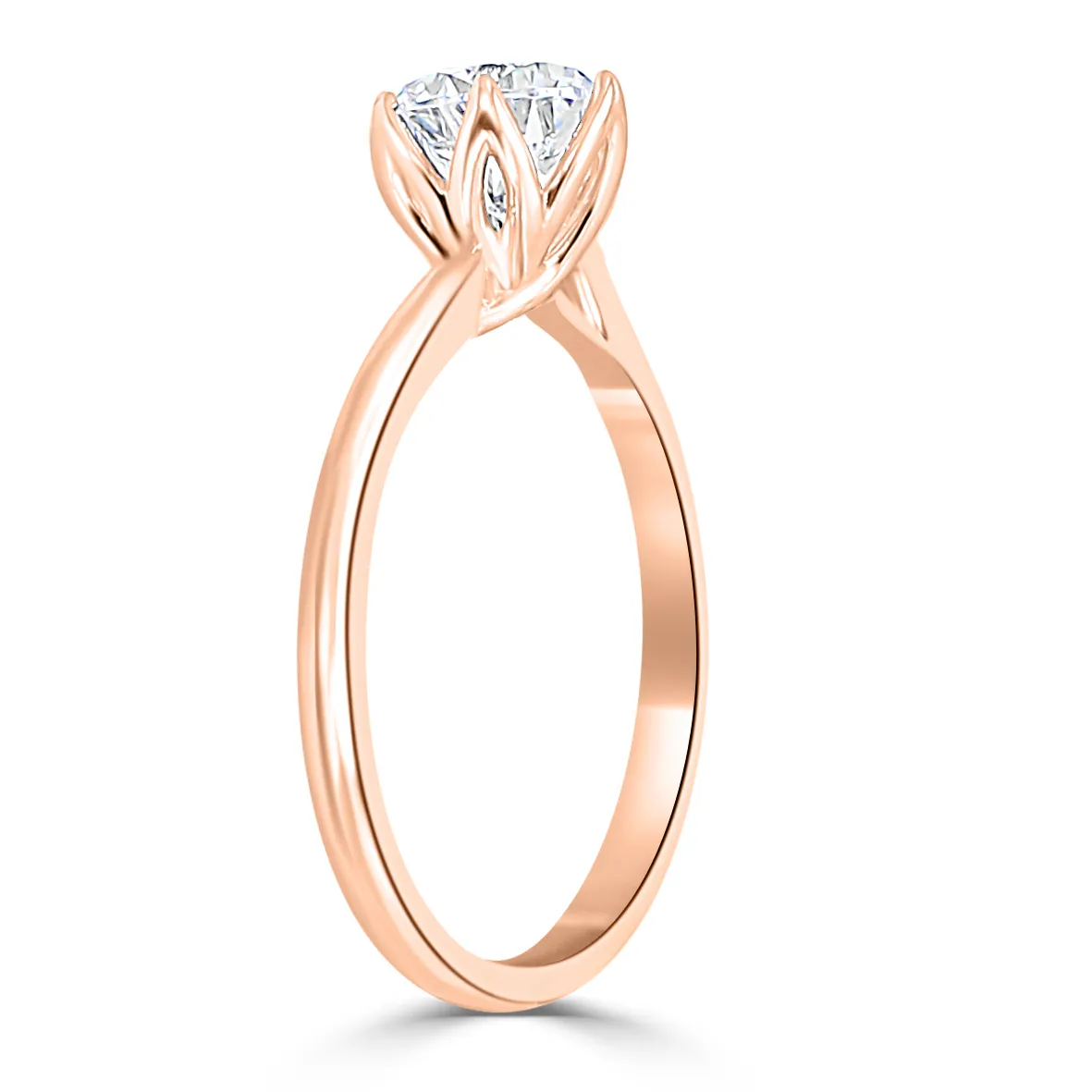 Rose Gold Graceful Floral Inspired Solitaire Diamond Ring jewelry Wabash avenue