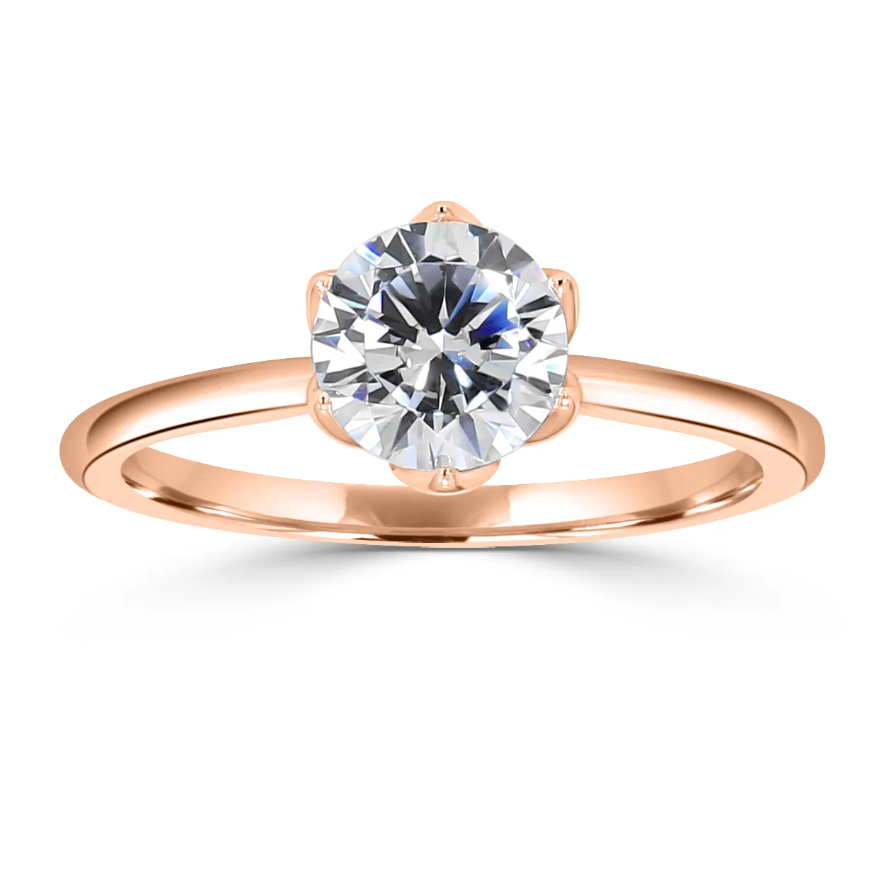 Rose Gold Graceful Floral Inspired Solitaire Diamond Ring