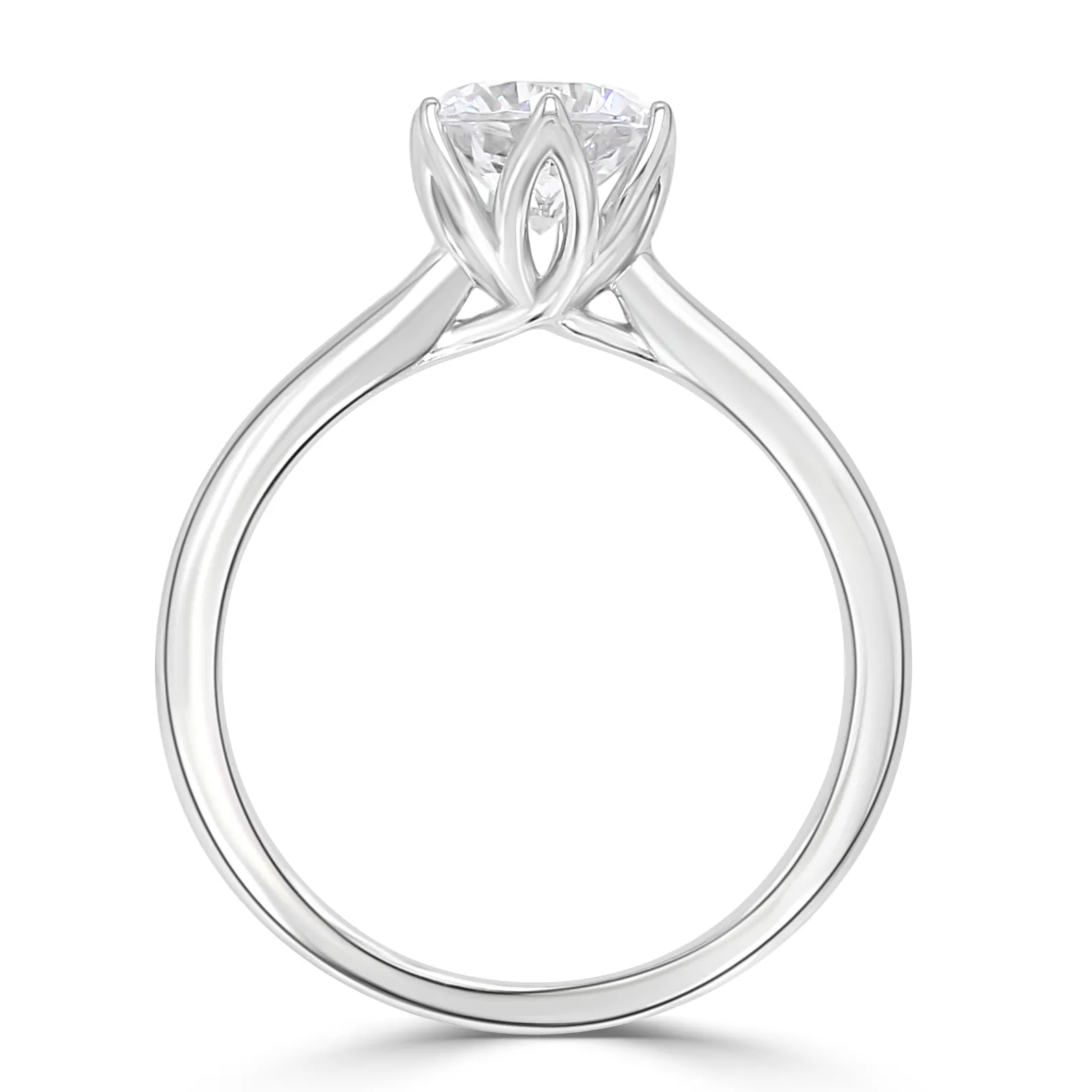 Platinum Graceful Floral Inspired Solitaire Diamond Ring jewelry store near me