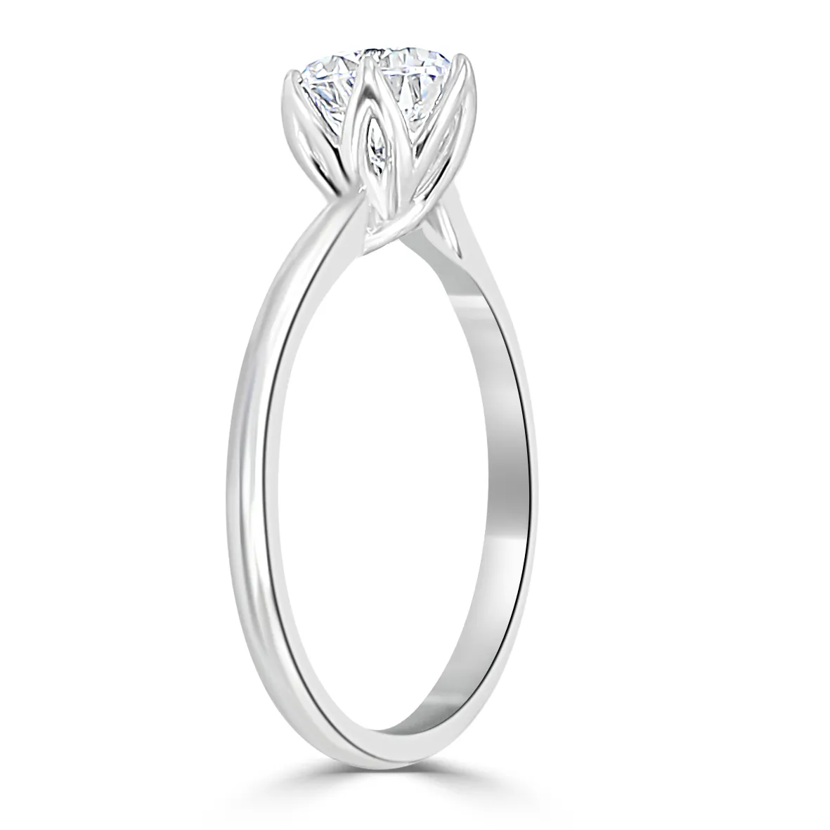 White Gold Graceful Floral Inspired Solitaire Diamond Ring jewelry Wabash avenue