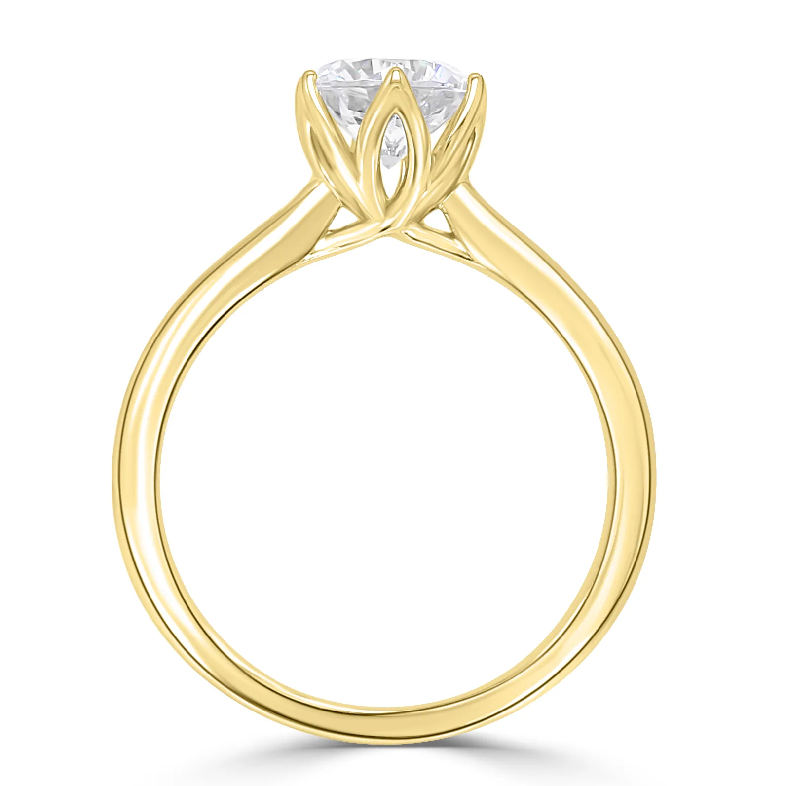 Yellow Gold Graceful Floral Inspired Solitaire Diamond Ring jewelry store near me