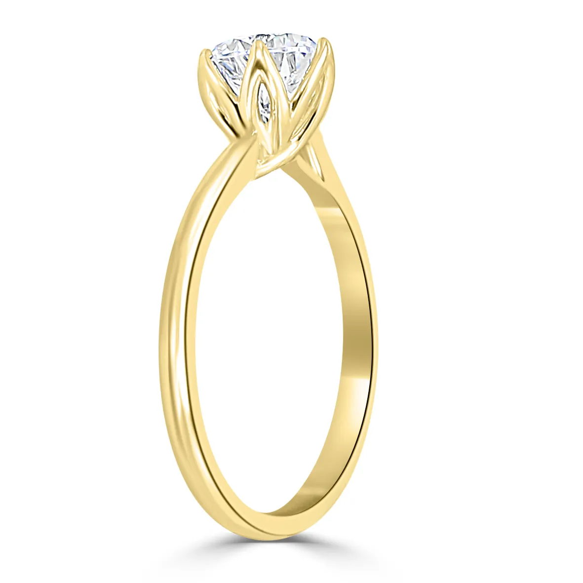 Yellow Gold Graceful Floral Inspired Solitaire Diamond Ring jewelry Wabash avenue