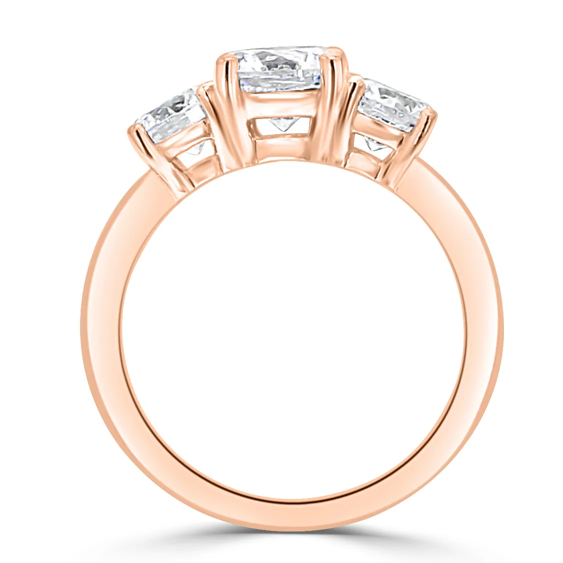 Rose Gold Classic Basket Style Three Stone Engagement Ring jewelry store near me