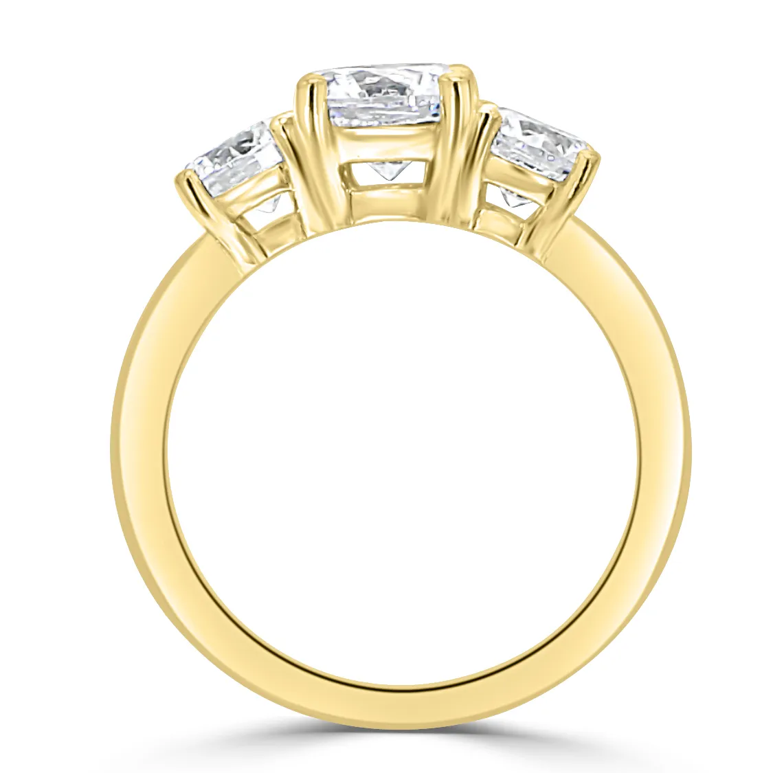 Yellow Gold Classic Basket Style Three Stone Engagement Ring jewelry store near me