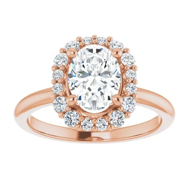 Rose Gold Non-Cathedral Halo Style Engagement Ring