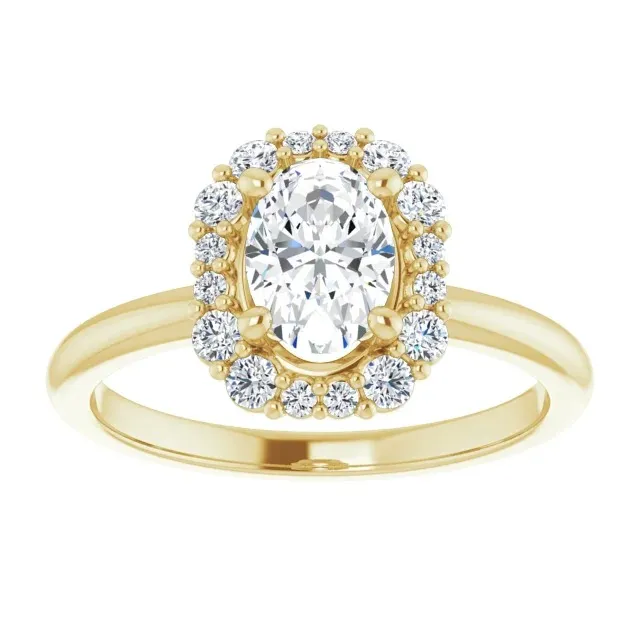 Yellow Gold Non-Cathedral Halo Style Engagement Ring