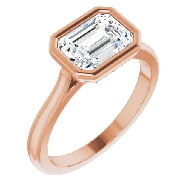 Rose Gold Unique and Modern High Polish Hidden Halo Engagement Ring jewelry Wabash avenue