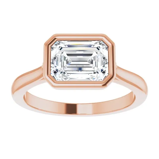 Rose Gold Unique and Modern High Polish Hidden Halo Engagement Ring