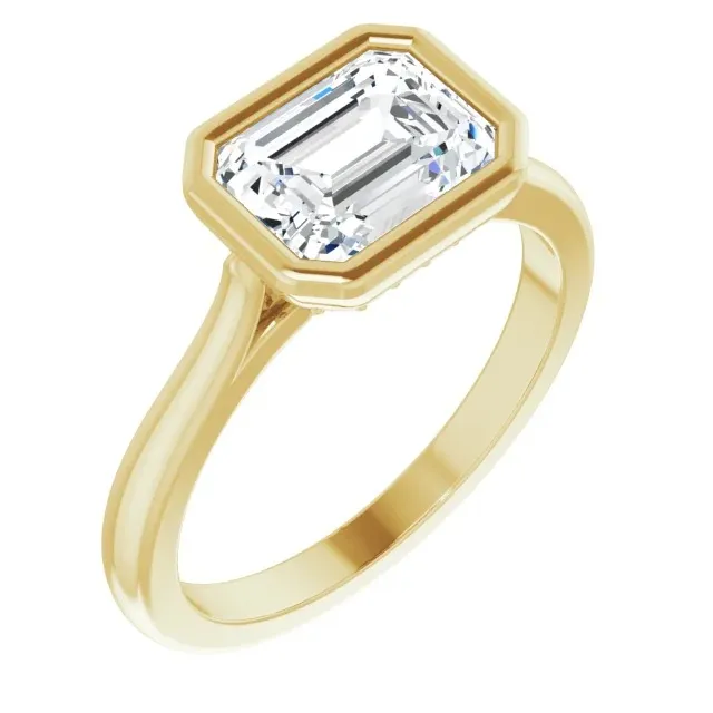 Yellow Gold Unique and Modern High Polish Hidden Halo Engagement Ring jewelry store near me