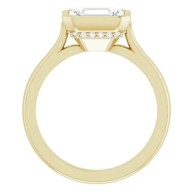 Yellow Gold Unique and Modern High Polish Hidden Halo Engagement Ring jewelry Wabash avenue