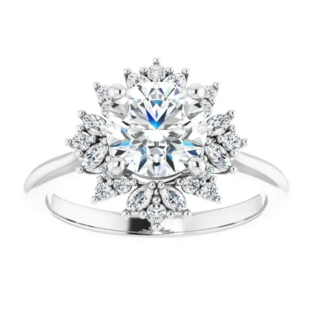 White Gold Stunningly Beautiful and Sparking Diamond Engagement Ring