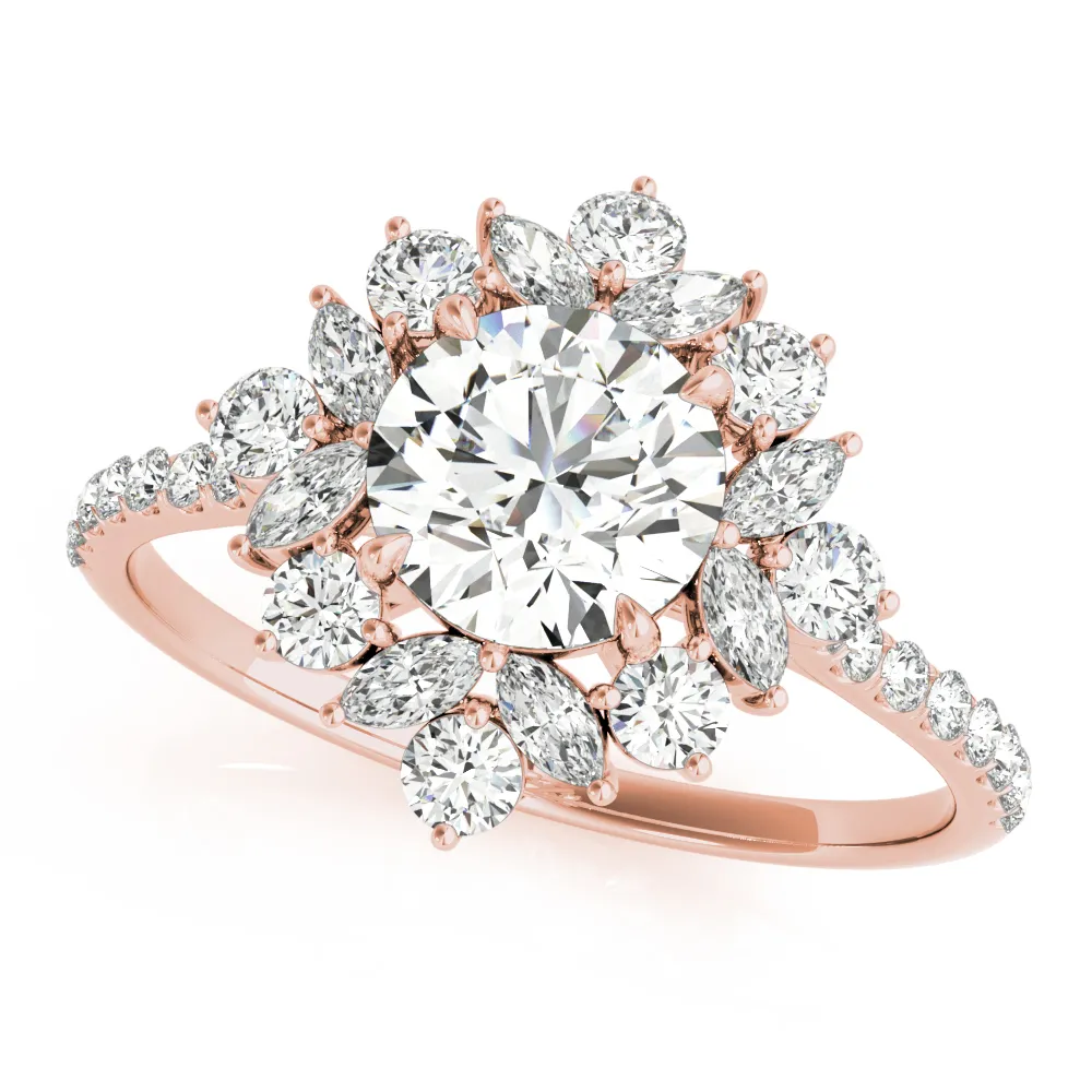 Rose Gold Mixed Shape French Pave Set Halo Diamond Ring jewelry store near me