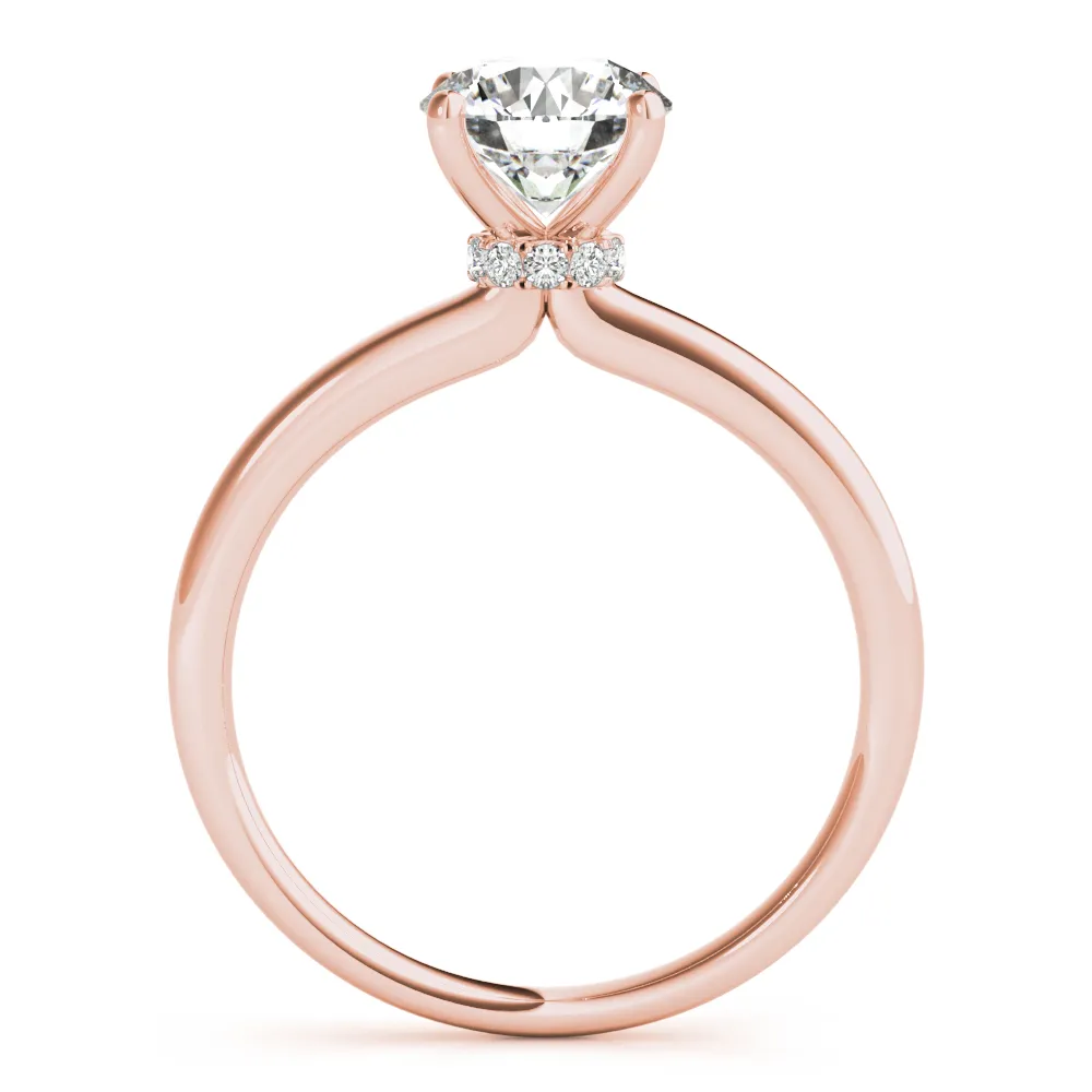 Rose Gold Popular Solitaire with Pave Set Diamond Collar Ring jewelry Wabash avenue