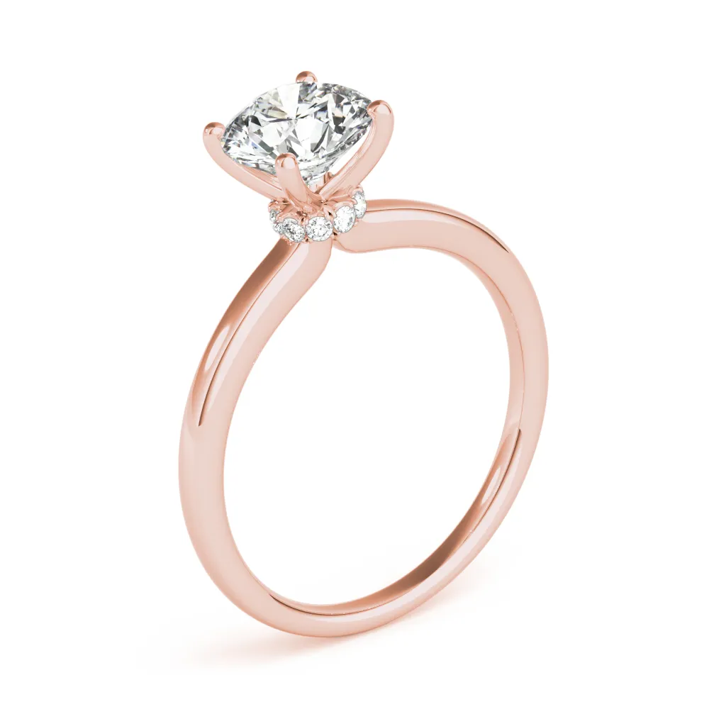 Rose Gold Popular Solitaire with Pave Set Diamond Collar Ring jewelry windy city