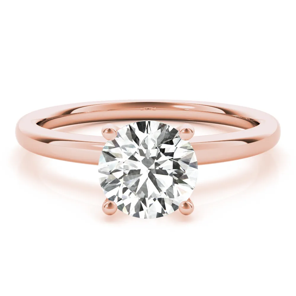 Rose Gold Popular Solitaire with Pave Set Diamond Collar Ring