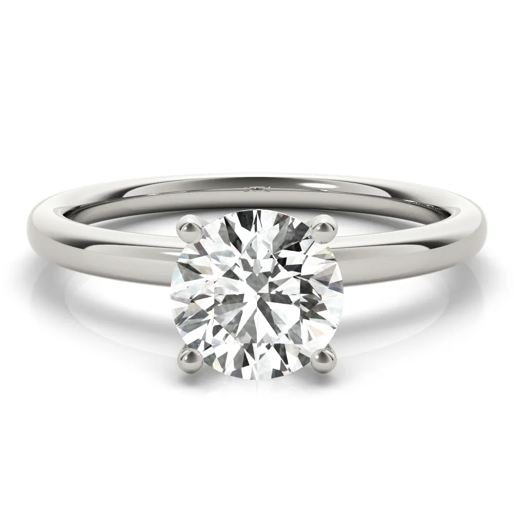 Platinum Popular Solitaire with Pave Set Diamond Collar Ring