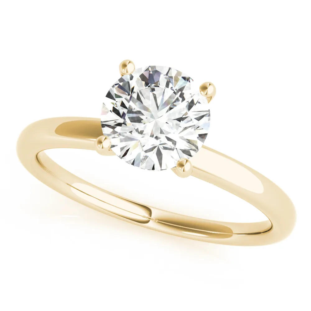 Yellow Gold Popular Solitaire with Pave Set Diamond Collar Ring jewelry store near me