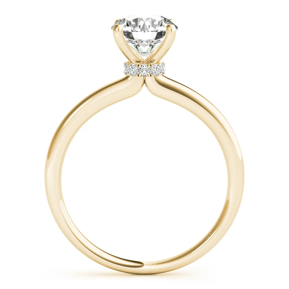 Yellow Gold Popular Solitaire with Pave Set Diamond Collar Ring jewelry Wabash avenue