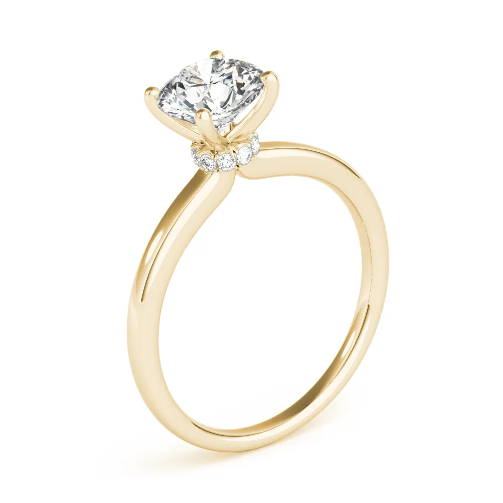 Yellow Gold Popular Solitaire with Pave Set Diamond Collar Ring jewelry windy city