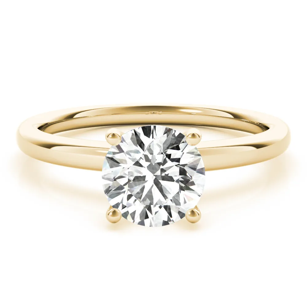 Yellow Gold Popular Solitaire with Pave Set Diamond Collar Ring