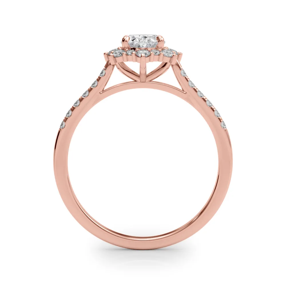 Rose Gold Uniquely shaped Halo Diamond Engagement Ring jewelry Wabash avenue