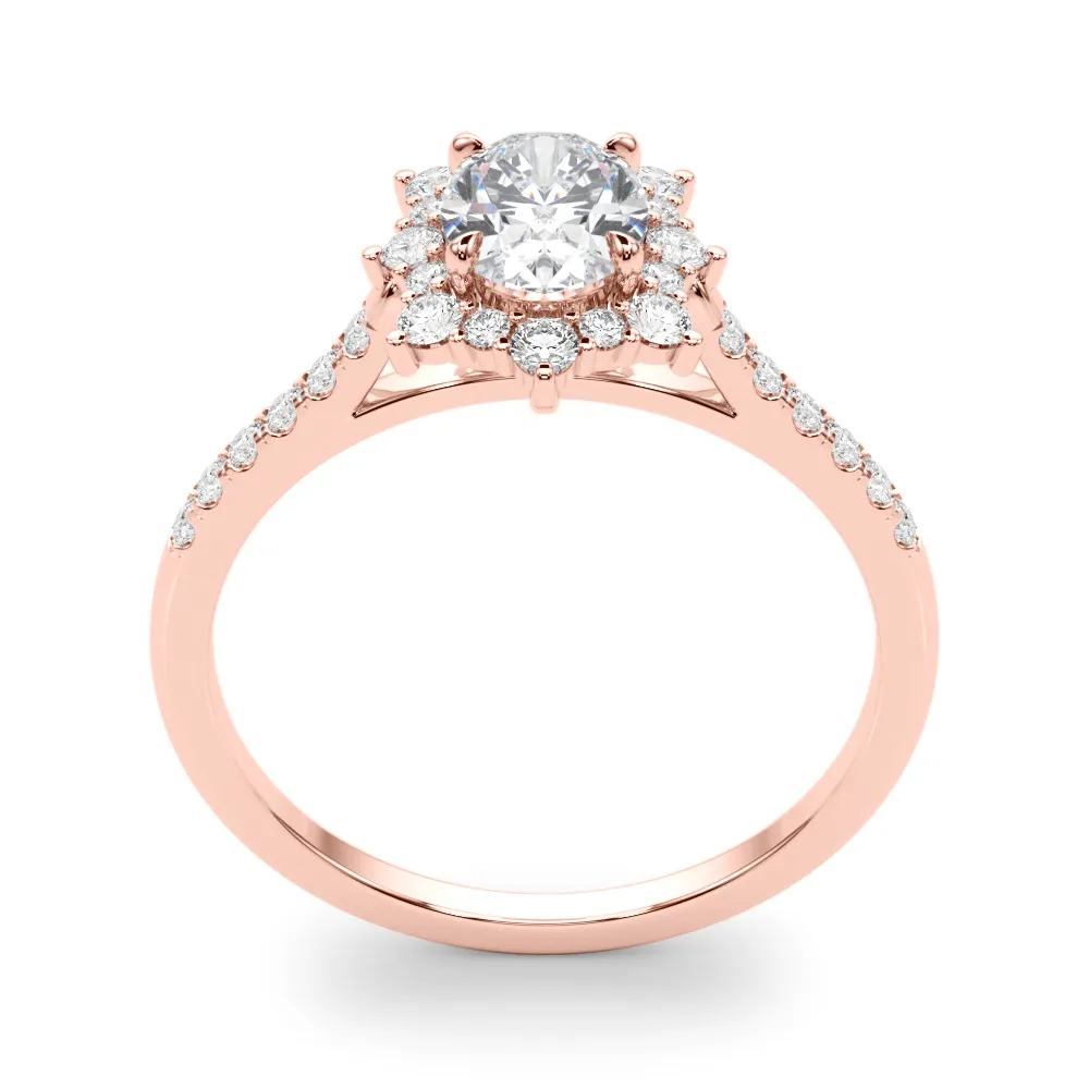 Rose Gold Uniquely shaped Halo Diamond Engagement Ring jewelry windy city