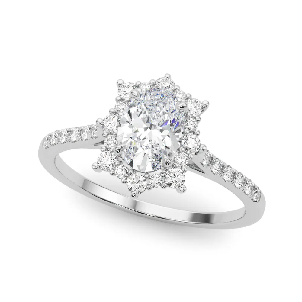 Platinum Uniquely shaped Halo Diamond Engagement Ring jewelry store near me