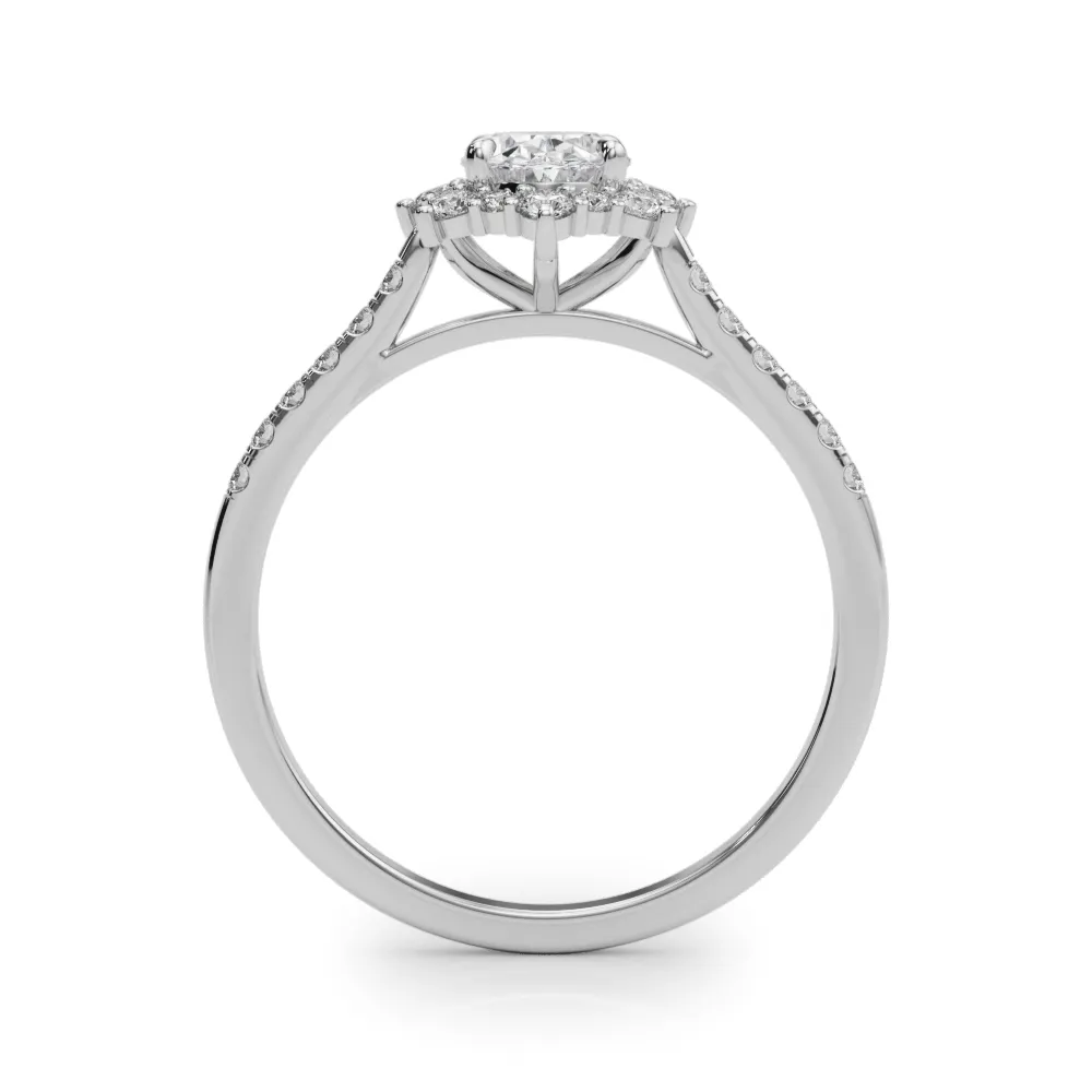 White Gold Uniquely shaped Halo Diamond Engagement Ring jewelry Wabash avenue