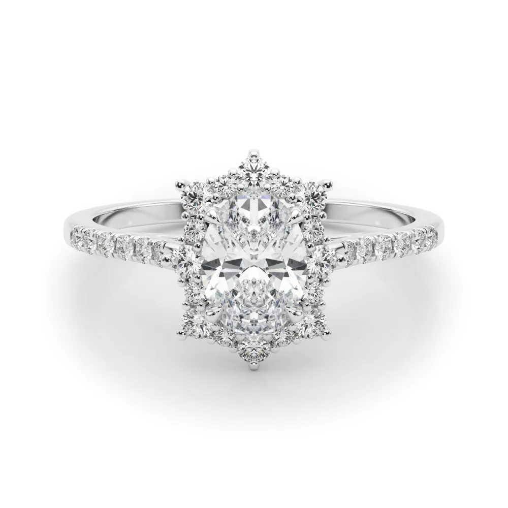 Platinum Uniquely shaped Halo Diamond Engagement Ring