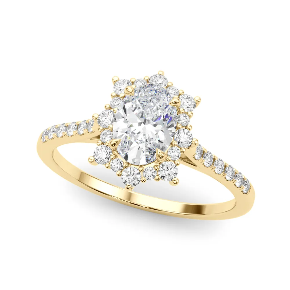 Yellow Gold Uniquely shaped Halo Diamond Engagement Ring jewelry store near me