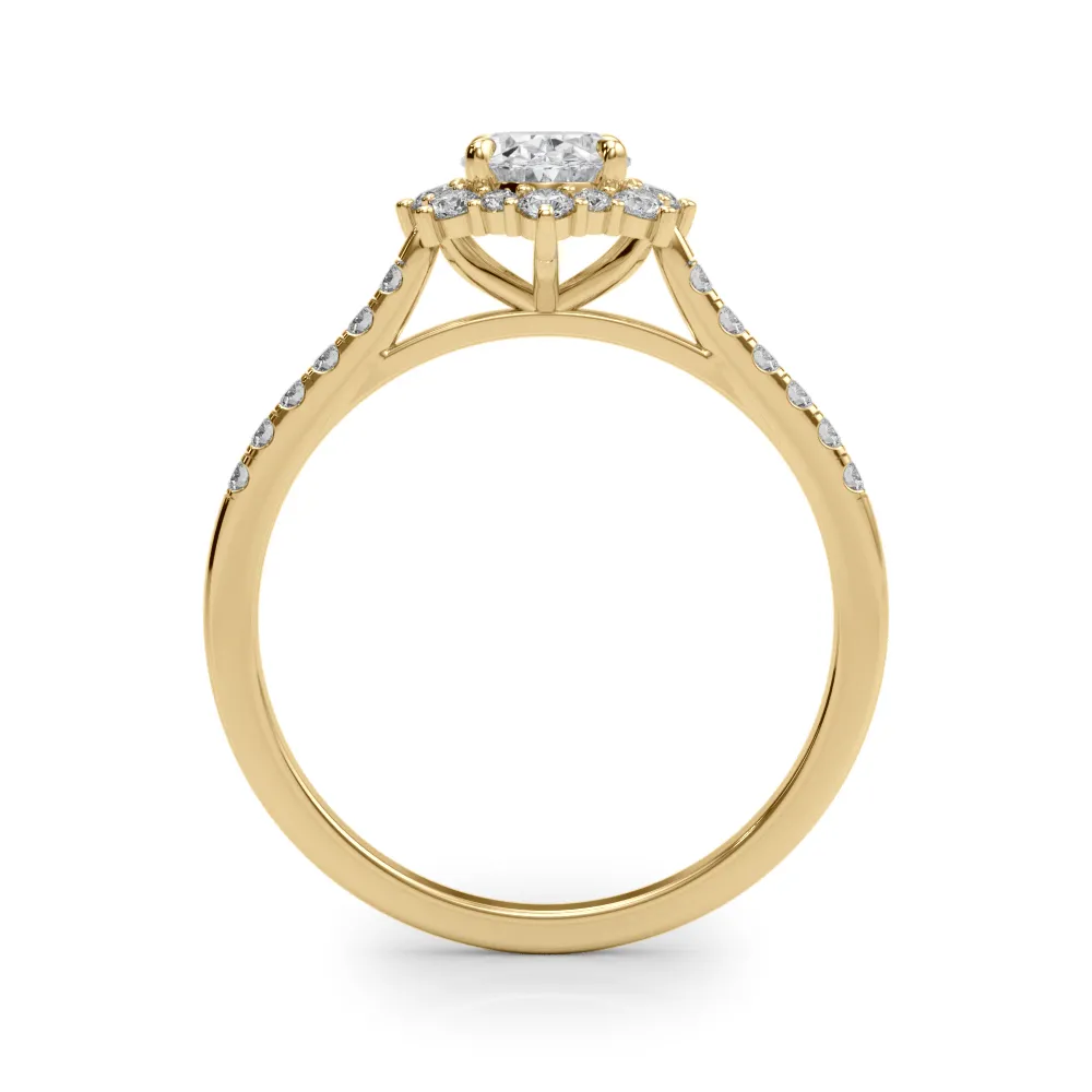 Yellow Gold Uniquely shaped Halo Diamond Engagement Ring jewelry Wabash avenue