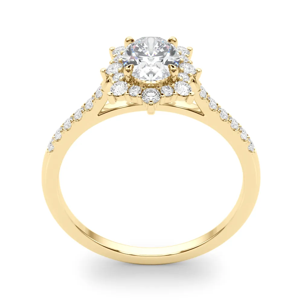 Yellow Gold Uniquely shaped Halo Diamond Engagement Ring jewelry windy city