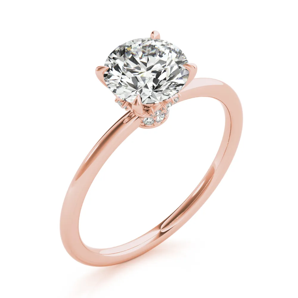 Rose Gold Unique Diamond Studded Hidden Halo Engagement Ring jewelry Wabash avenue