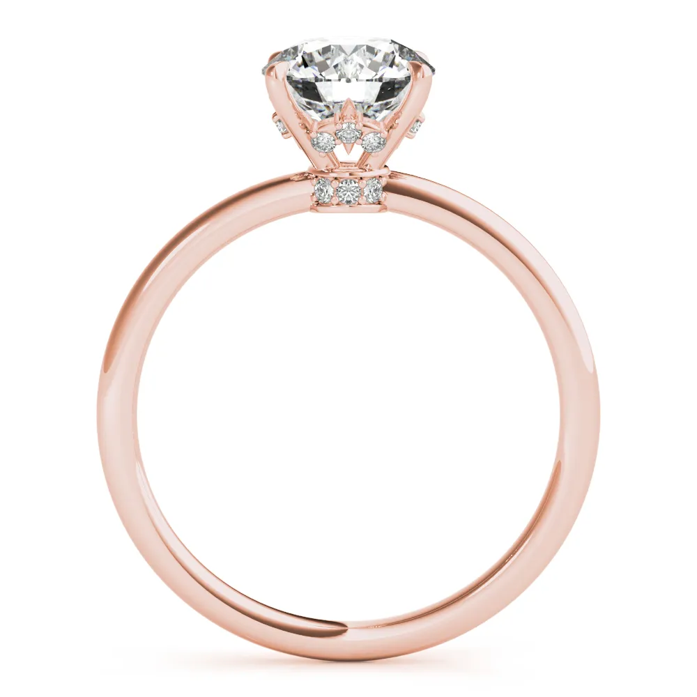 Rose Gold Unique Diamond Studded Hidden Halo Engagement Ring jewelry windy city