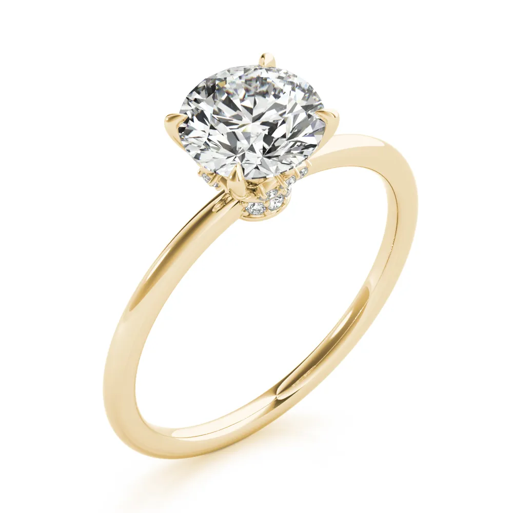 Yellow Gold Unique Diamond Studded Hidden Halo Engagement Ring jewelry store near me