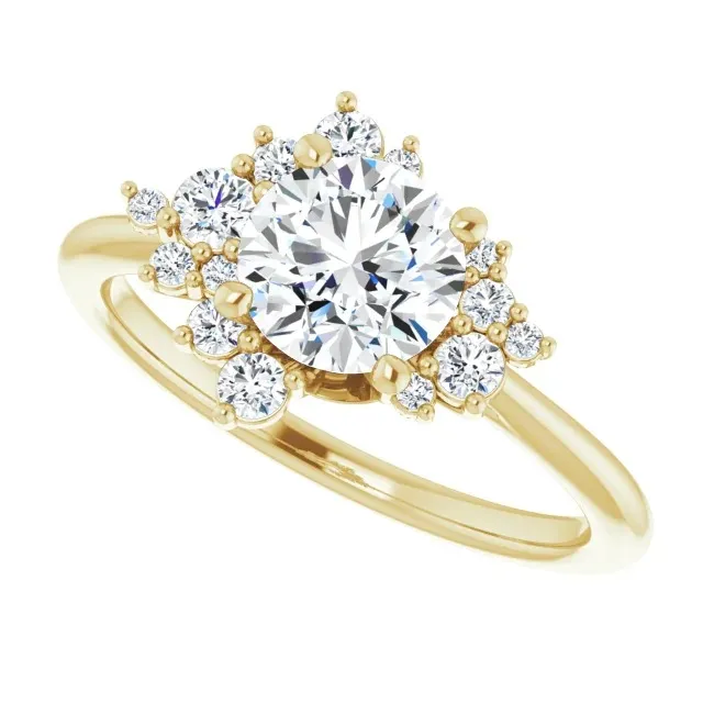 Yellow Gold Beautiful and Unique Asymmetric Diamond Ring from best jeweler