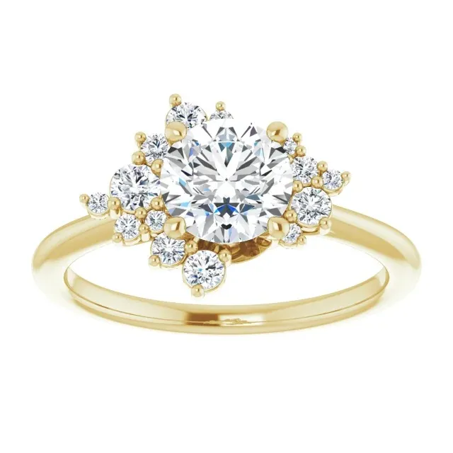 Yellow Gold Beautiful and Unique Asymmetric Diamond Ring