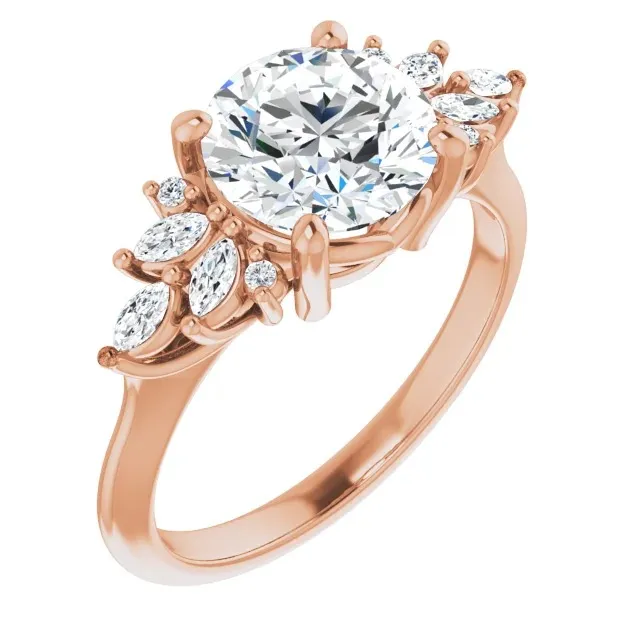 Rose Gold Beautiful and Graceful Side Stone Engagement Ring jewelry Wabash avenue