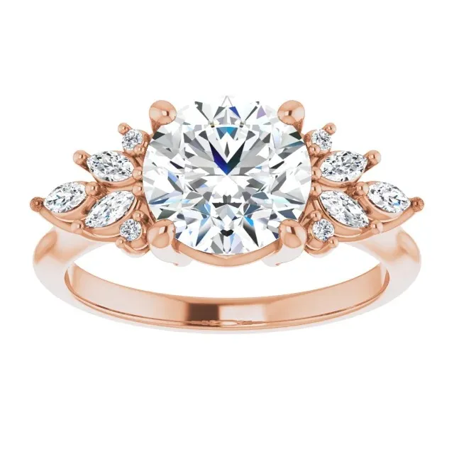 Rose Gold Beautiful and Graceful Side Stone Engagement Ring