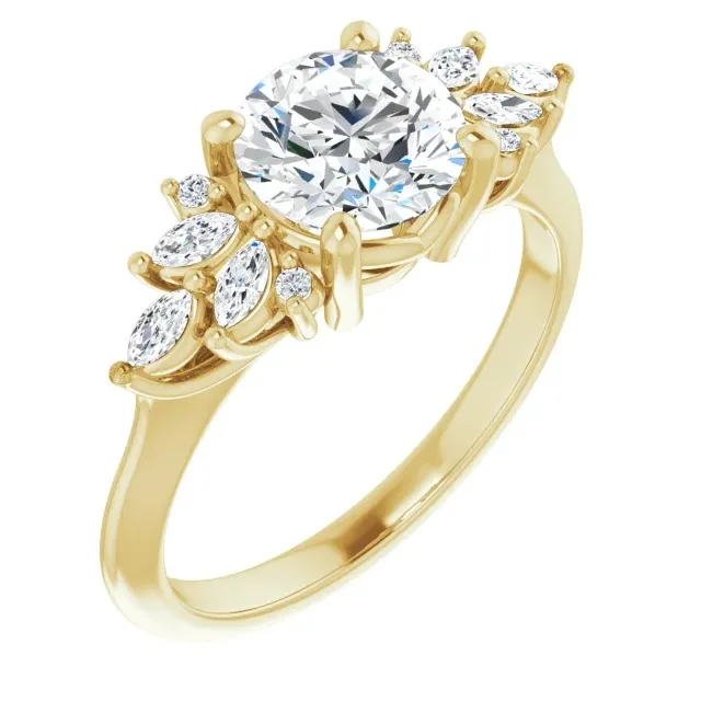 Yellow Gold Beautiful and Graceful Side Stone Engagement Ring jewelry Wabash avenue