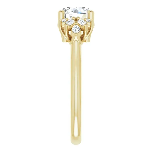 Yellow Gold Beautiful and Graceful Side Stone Engagement Ring from best jeweler