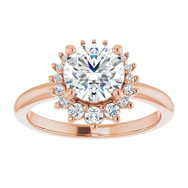 Rose Gold Unique and Graceful Halo Style Engagement Ring