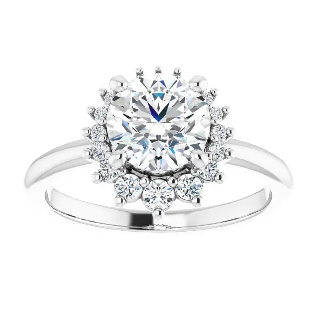 White Gold Unique and Graceful Halo Style Engagement Ring