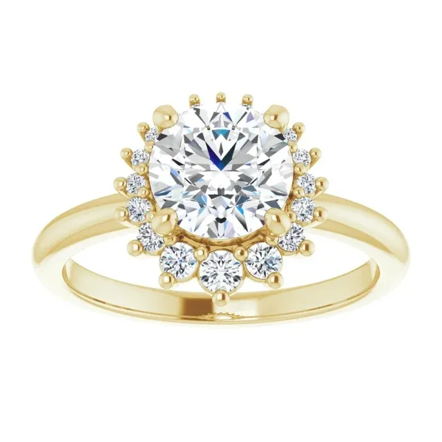 Yellow Gold Unique and Graceful Halo Style Engagement Ring