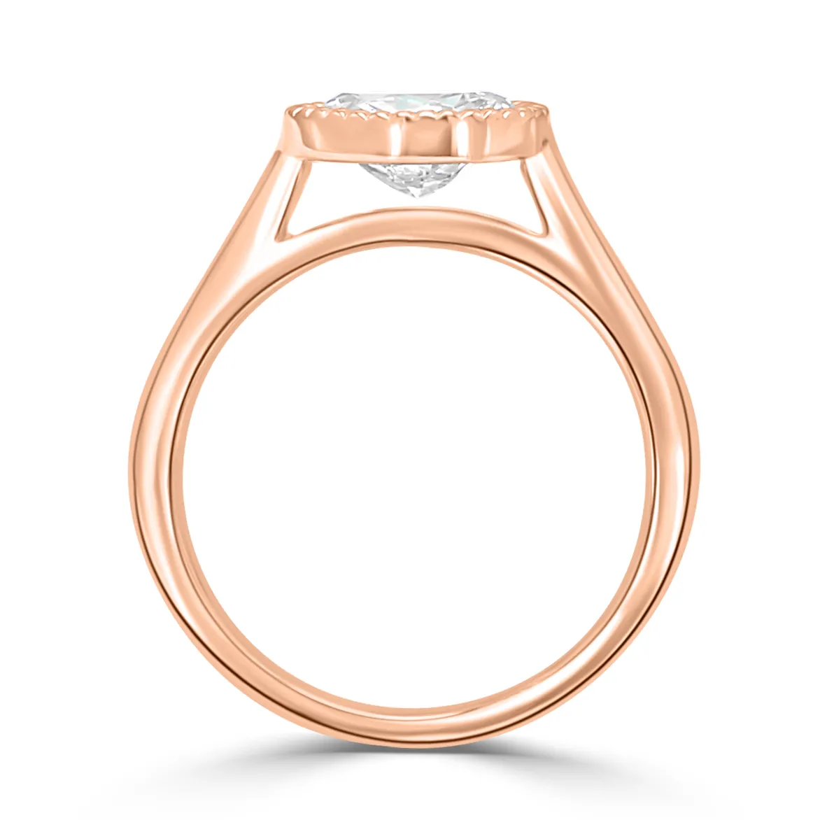 Rose Gold Modern and Magical Milgrain Detail Bezel Set Engagement Ring jewelry store near me