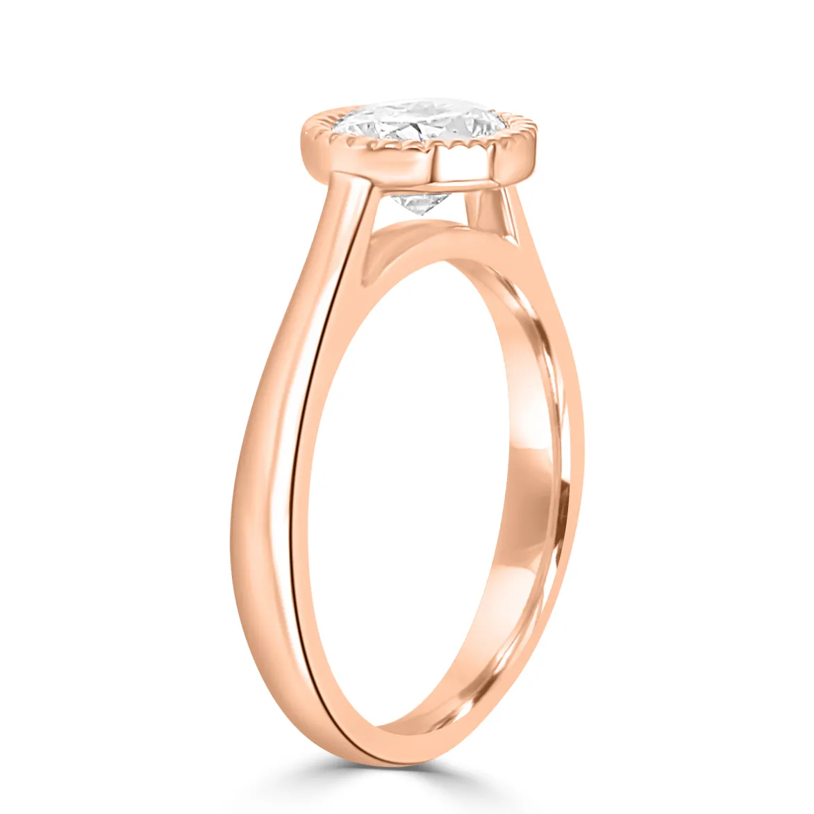 Rose Gold Modern and Magical Milgrain Detail Bezel Set Engagement Ring jewelry Wabash avenue