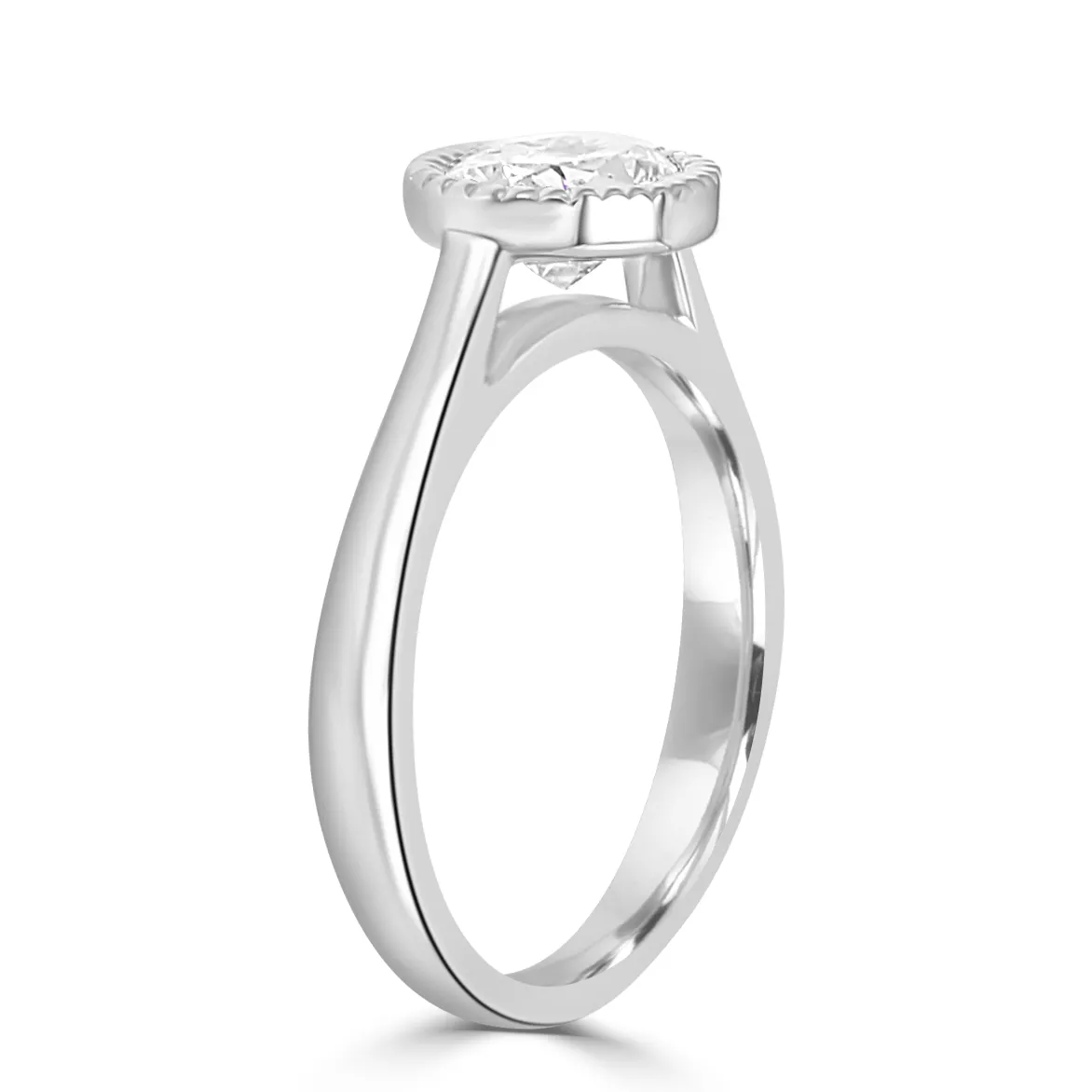 White Gold Modern and Magical Milgrain Detail Bezel Set Engagement Ring jewelry Wabash avenue